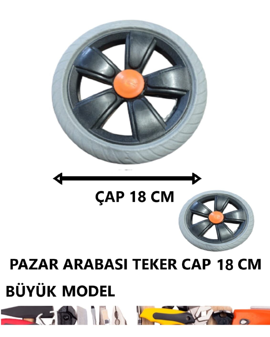PAZAR ARABA TEKER CAP 18 CM BÜYÜK MODEL