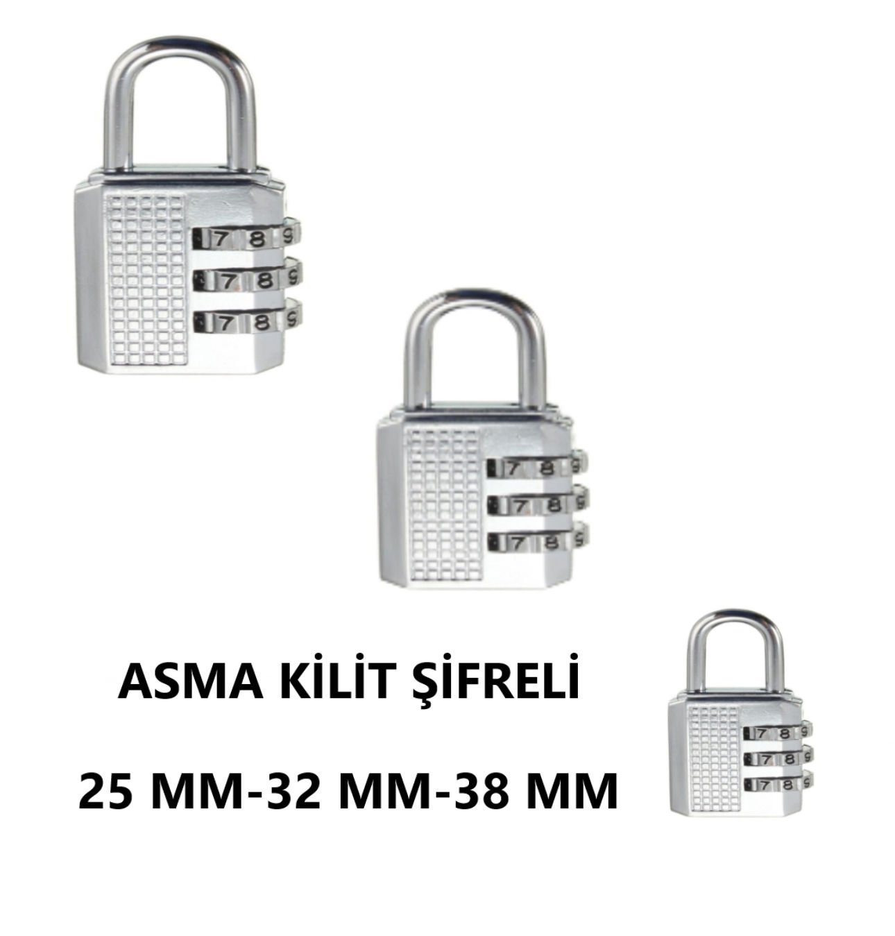 ASMA KİLİT ŞİFRELİ KROM 38 MM
