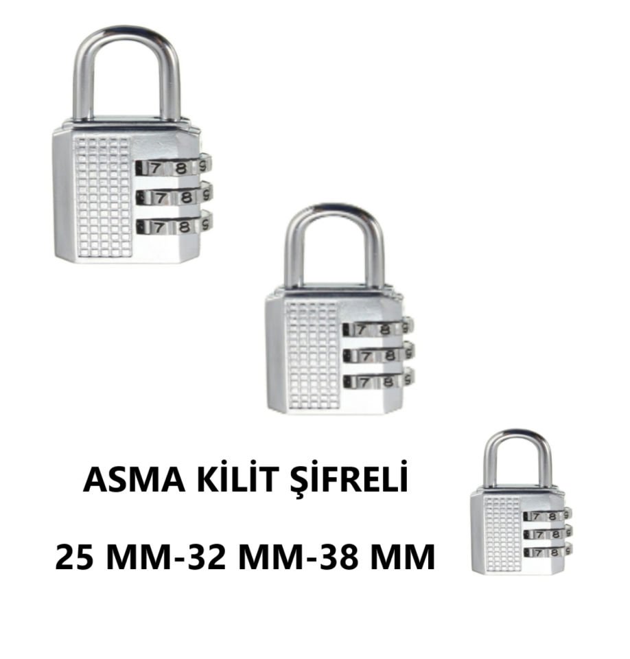 ASMA KİLİT ŞİFRELİ KROM 38 MM