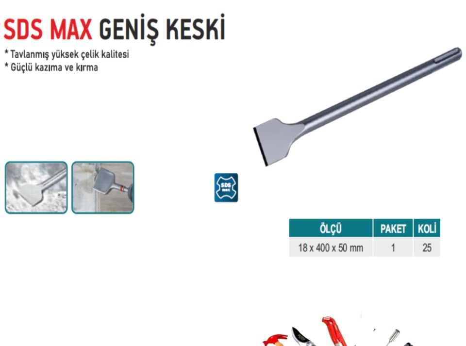 SDS MAX GENİŞ KESKİ 18X400X25 MM