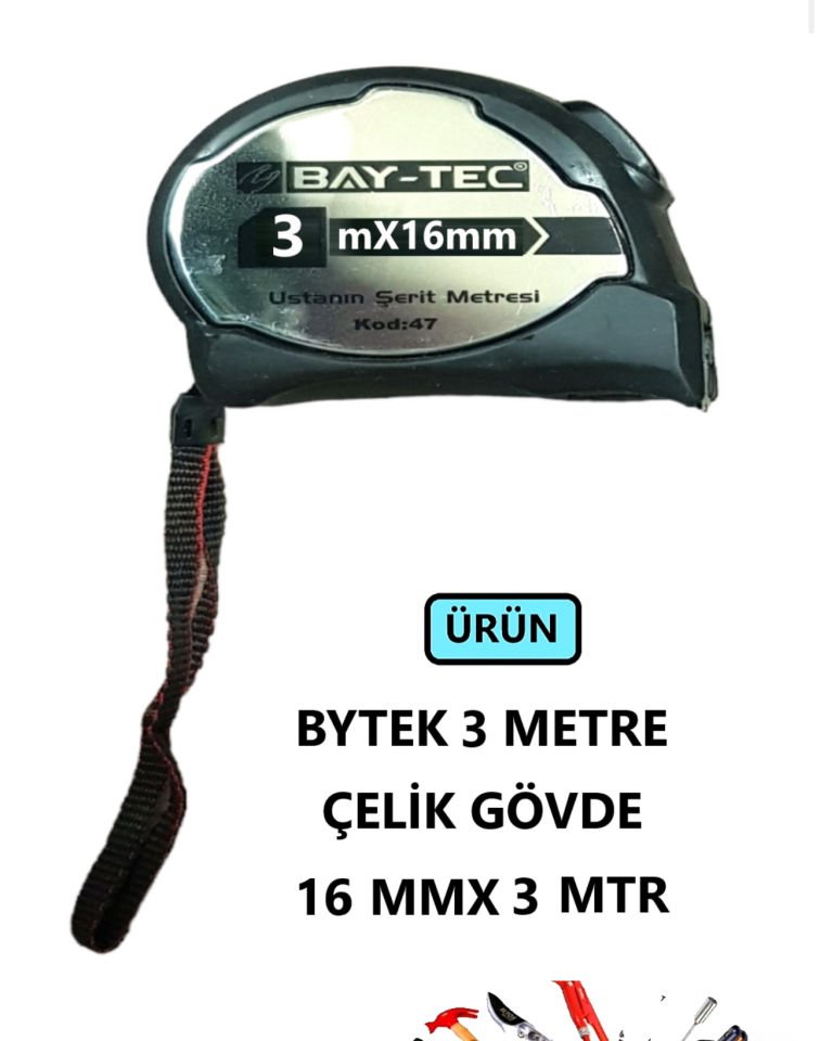METRE BYTEK ÇELİK GÖVDE 16MMX3 METRE