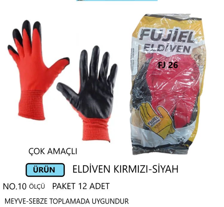 ELDİVEN FUJİ EL FJ 26 KIRMIZI -SİYAH NO.10 POŞETLİ