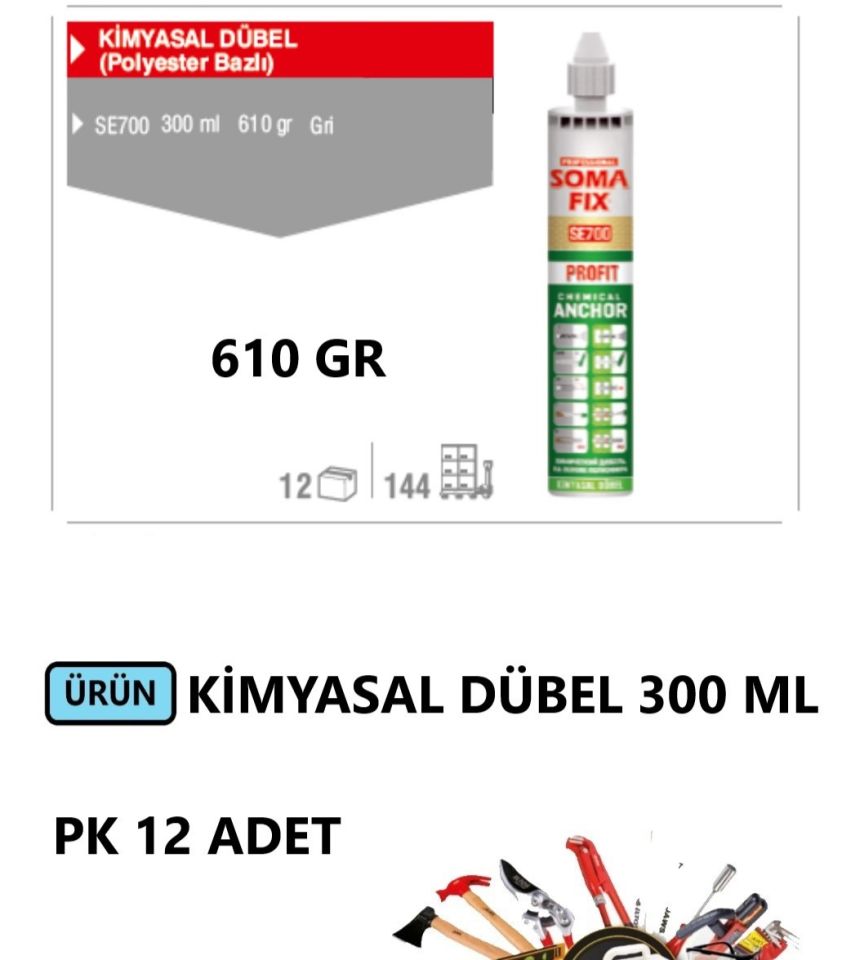 KİMYASAL DÜBEL 300 ML 610 GR SOMAFİX