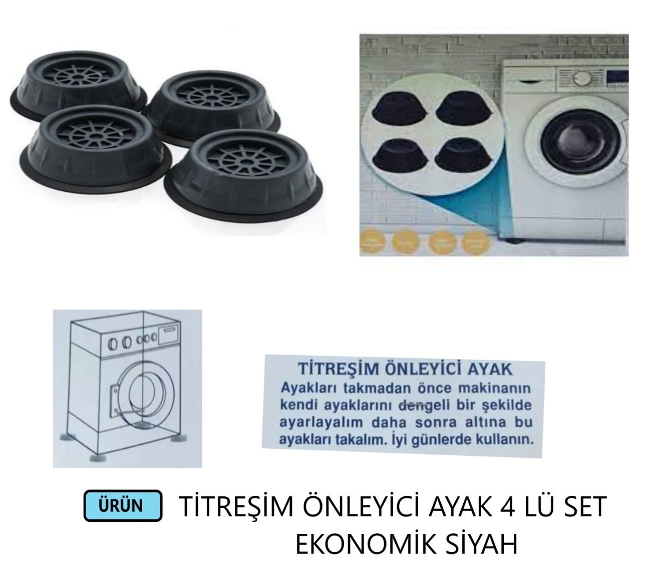 TİTREŞİM ÖNLEYİCİ AYAK 4 LÜ SET SİYAH