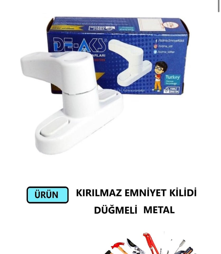 KIRILMAZ EMNİYET KİLİDİ METAL DÜĞMELİ BEYAZ