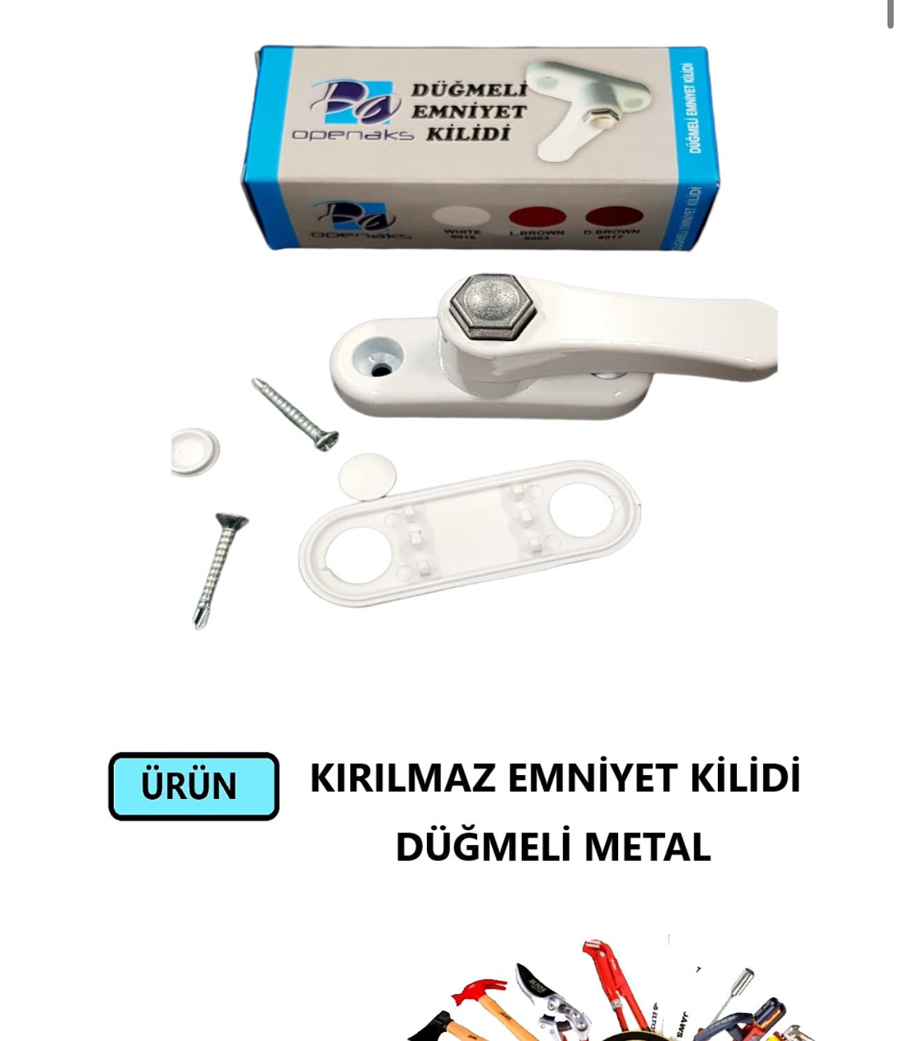 KIRILMAZ EMNİYET KİLİDİ METAL DÜĞMELİ OPENAX BEYAZ
