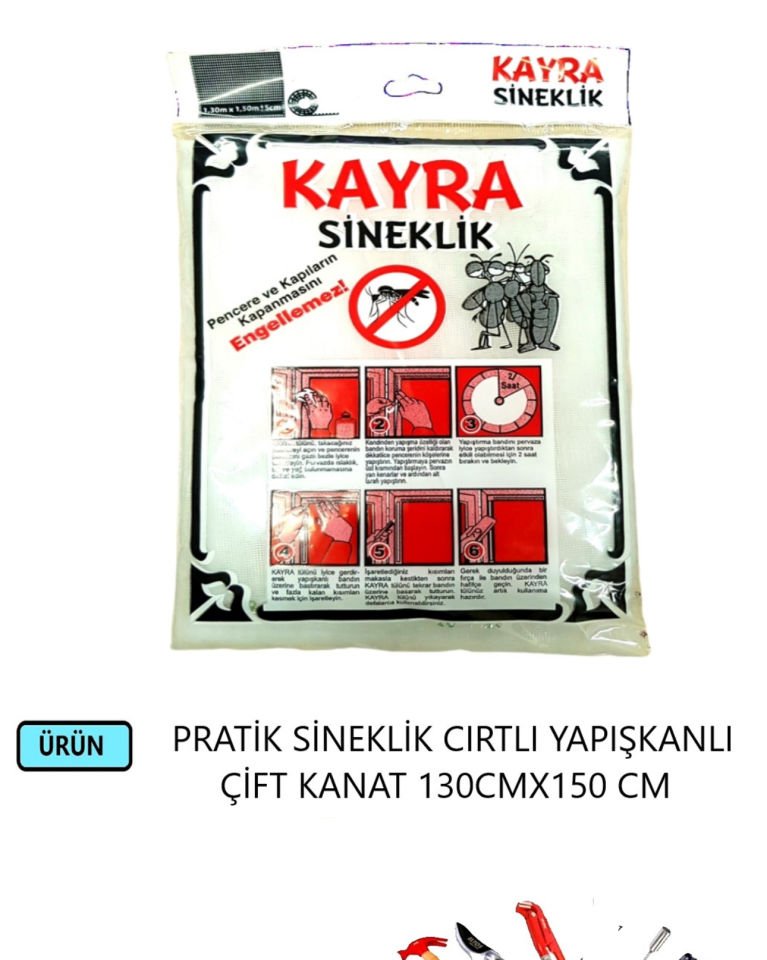 PVC SİNEKLİK ÇİFT KANAT 130CMX150 CM CIRTLI YAPIŞKANLI