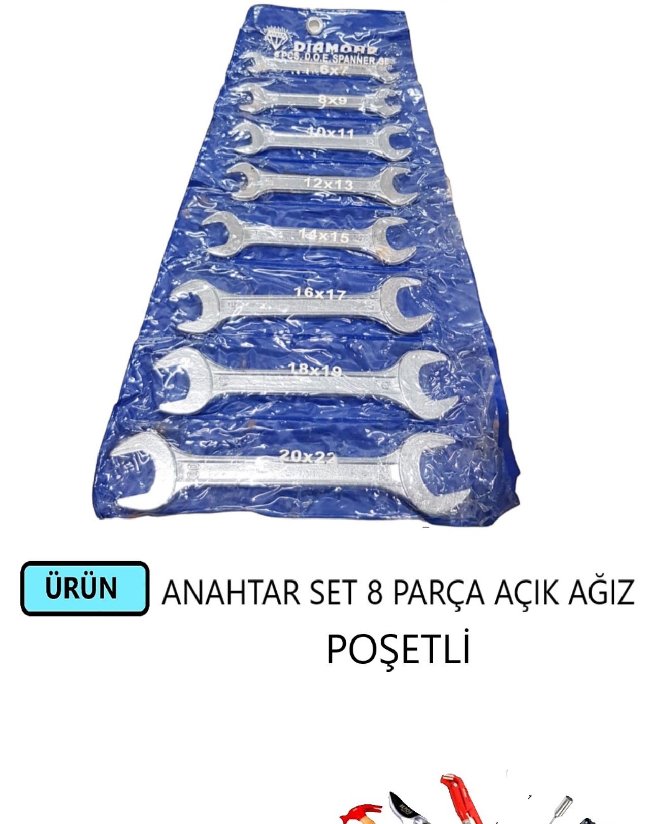 ANAHTAR SET 8 PARÇA AÇIK AĞIZ POŞETLİ