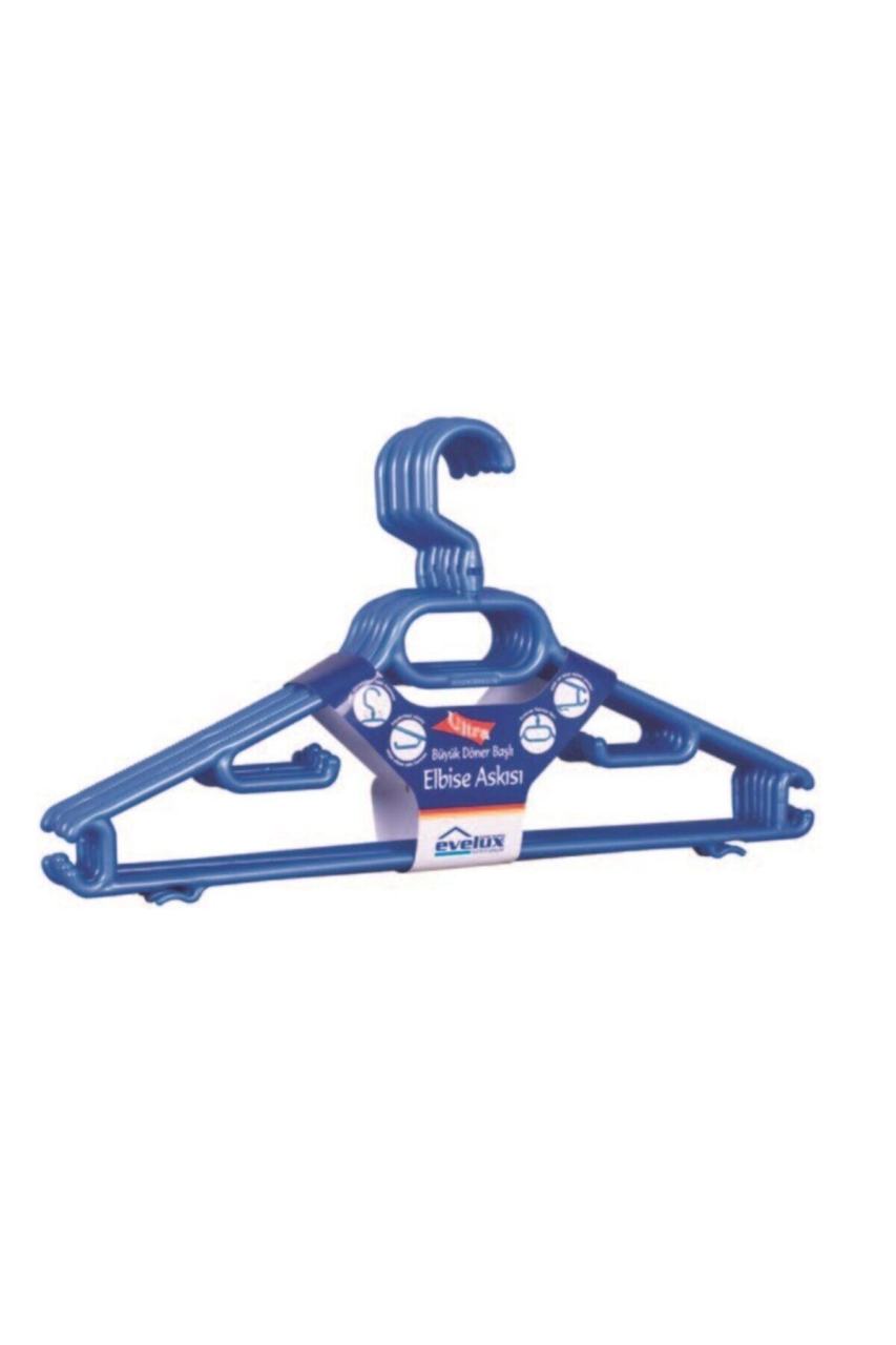 6'Lı Döner Başlıklı Elbise Askısı Evelüx Mavi