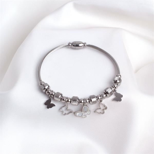 Sedefli Kelebekli Charm Kelepçe Bileklik