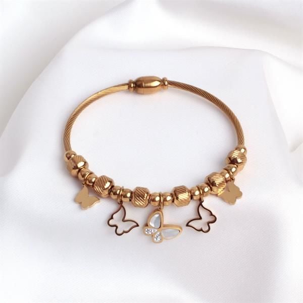 Kelebekli Gold Charm Bileklik