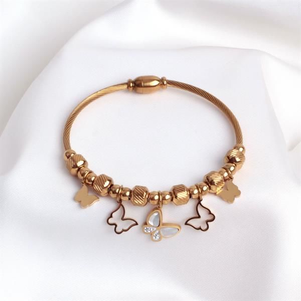 Kelebekli Gold Charm Bileklik