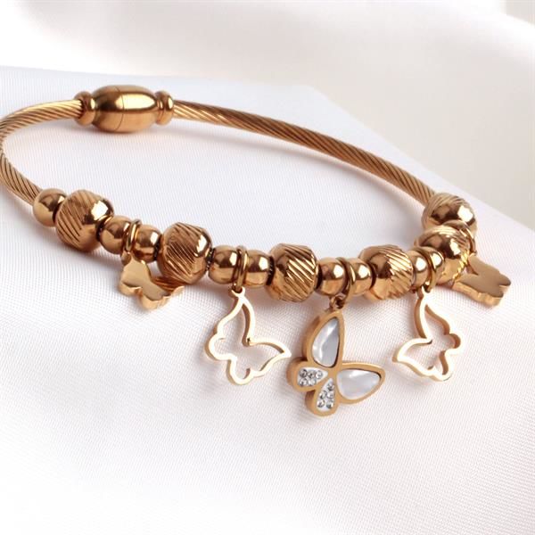 Kelebekli Gold Charm Bileklik
