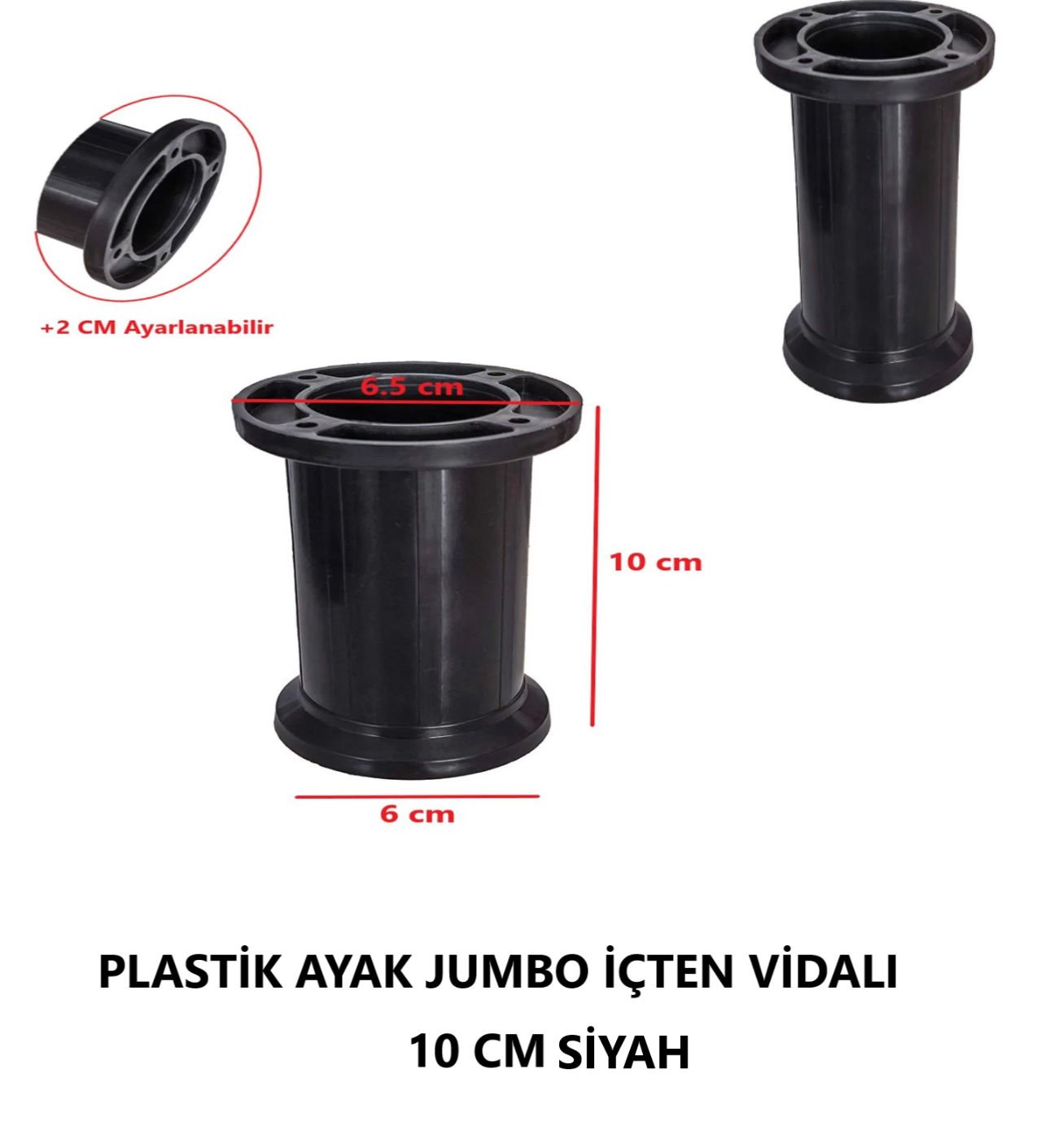 AYAK 50 MM PLASTİK JUMBO 10 CM SİYAH