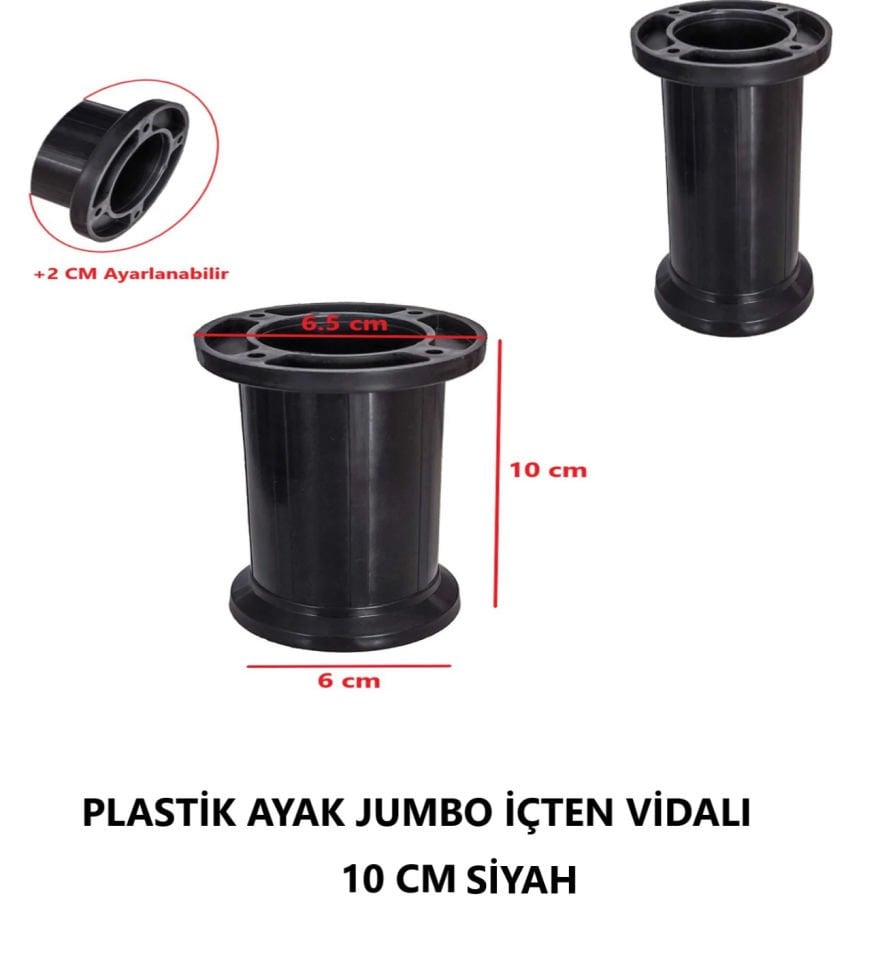 AYAK 50 MM PLASTİK JUMBO 10 CM SİYAH