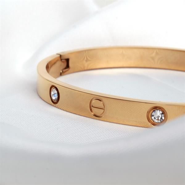 Paslanmaz Çelik Taşlı Gold Cartier (Kalın)