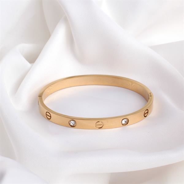 Paslanmaz Çelik Taşlı Gold Cartier (Kalın)