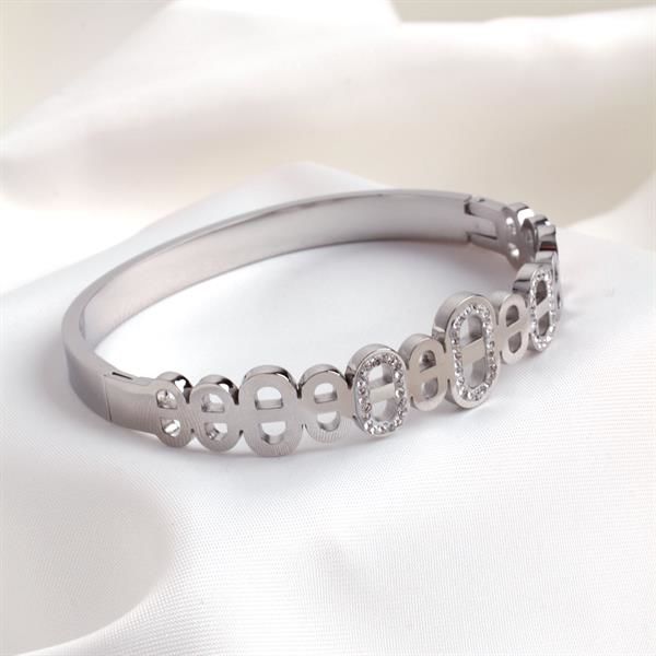 Zirkon Taşlı Silver Kelepçe Bileklik