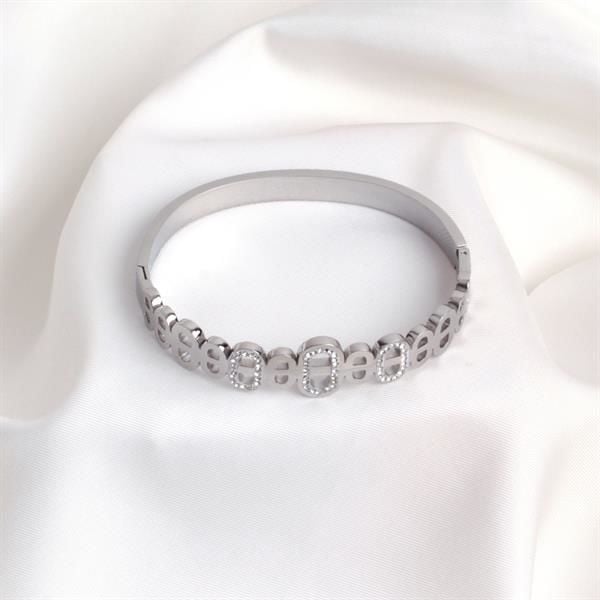 Zirkon Taşlı Silver Kelepçe Bileklik