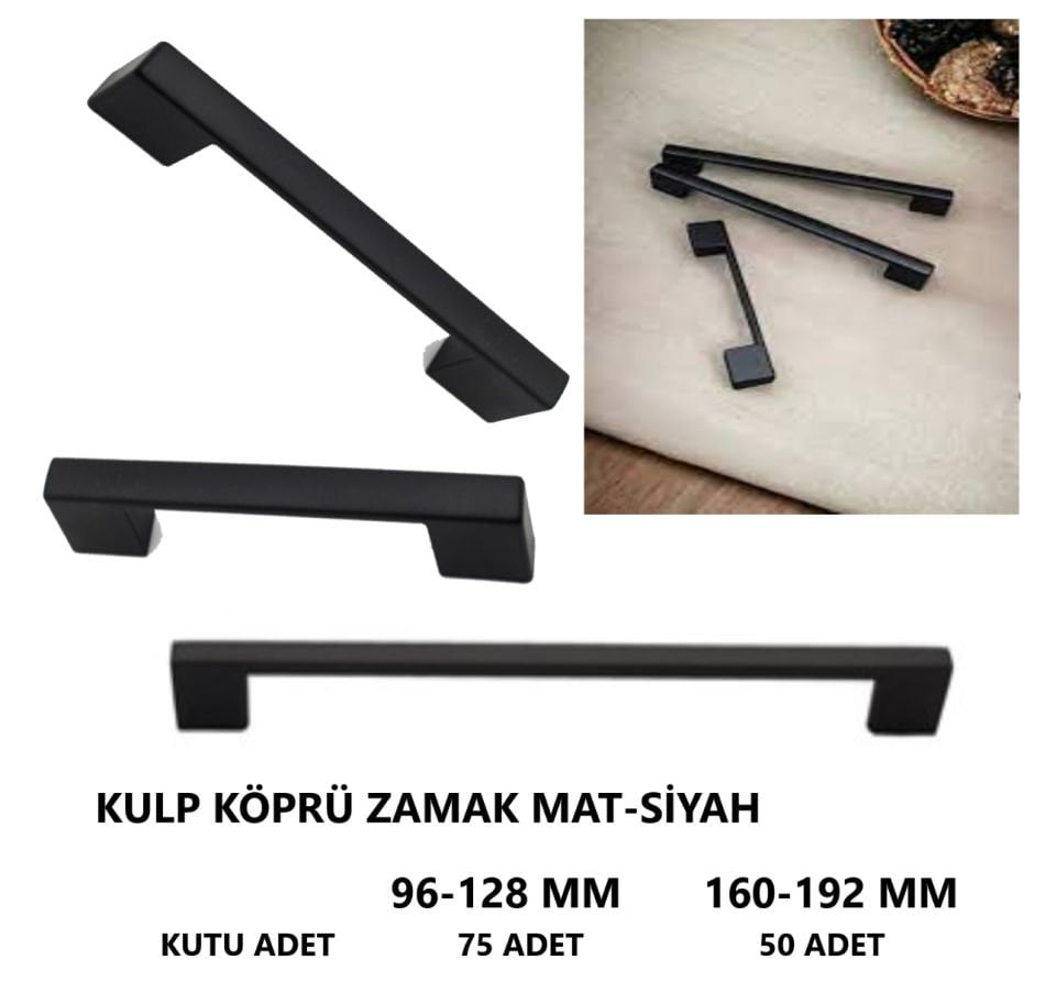 KULP KÖPRÜ EKONOMİK ZAMAK MAT-SİYAH 96-128 MM