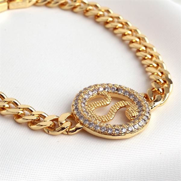 Taşlı Yılan Detay Gold Bileklik