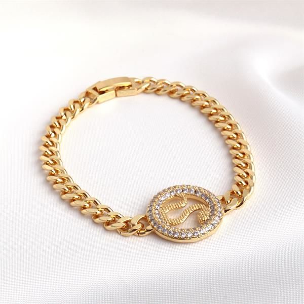 Taşlı Yılan Detay Gold Bileklik