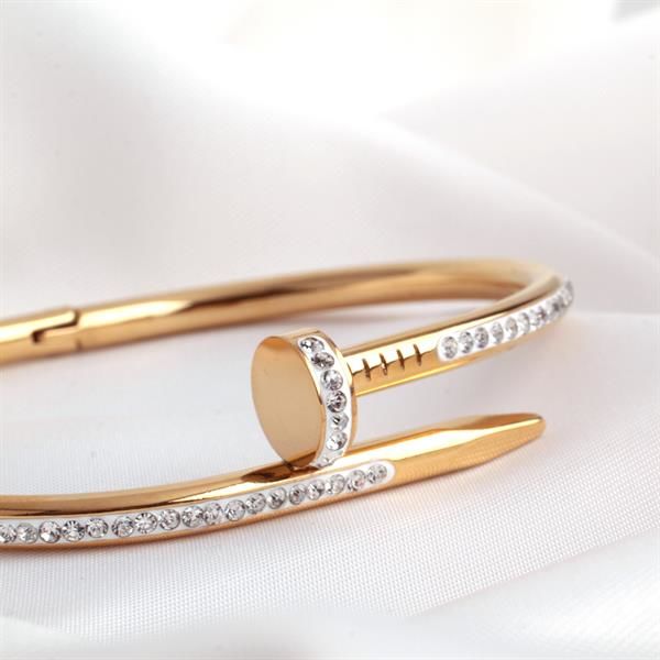 Paslanmaz Çelik Gold Cartier Çivi Zirkon Taşlı