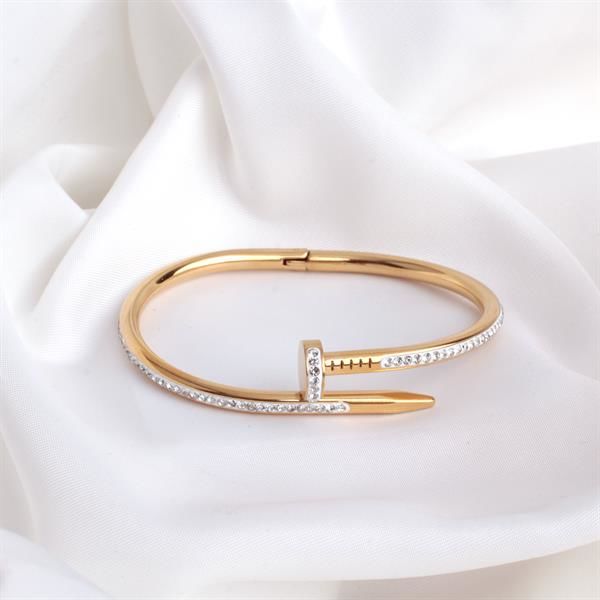Paslanmaz Çelik Gold Cartier Çivi Zirkon Taşlı