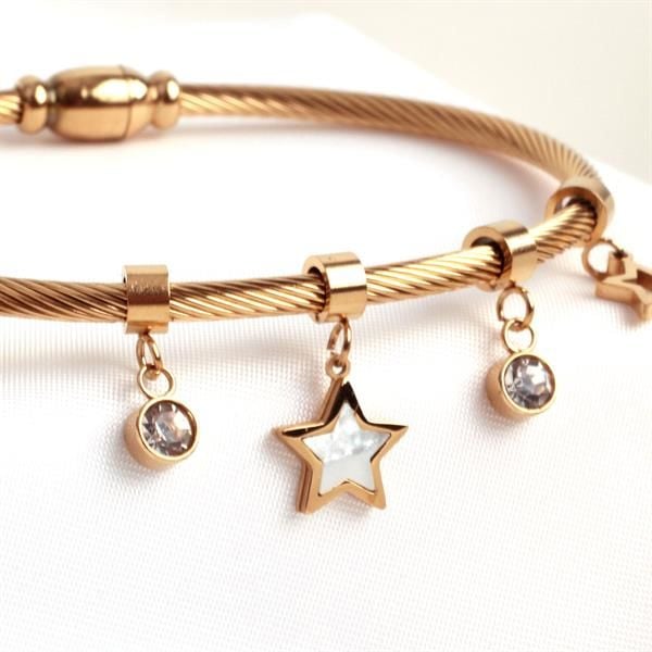 Yıldızlı Gold Charm Bileklik