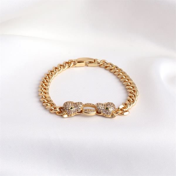 Taşlı Panter Gold Bileklik