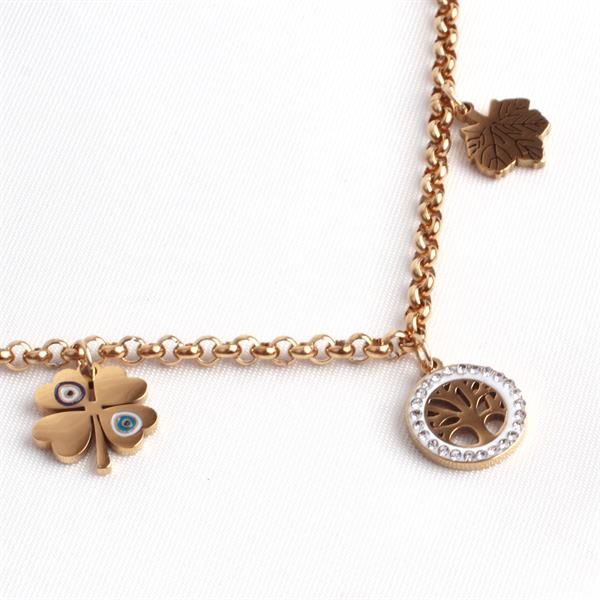 Charm Detaylı Gold Renk Kolye