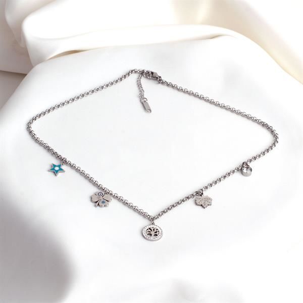 Charm Detaylı Gümüş Renk Kolye