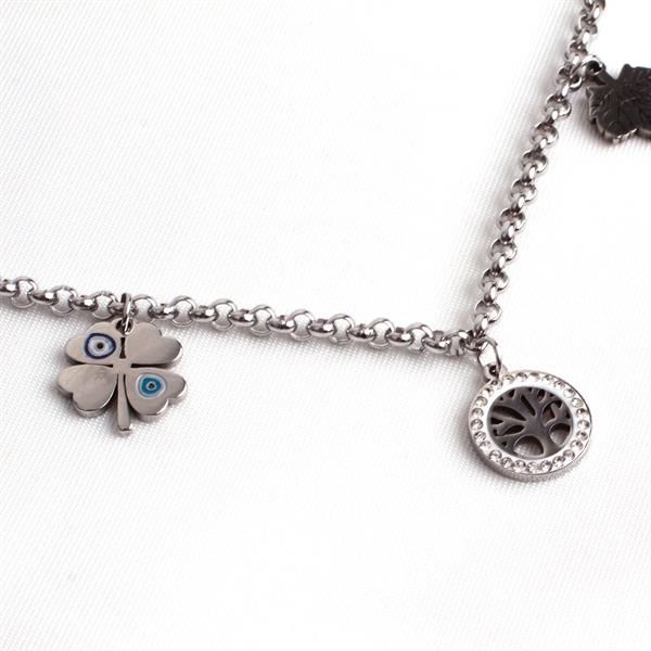 Charm Detaylı Gümüş Renk Kolye