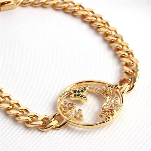 Yuvarlak Kelebekli Gold Renk Bileklik