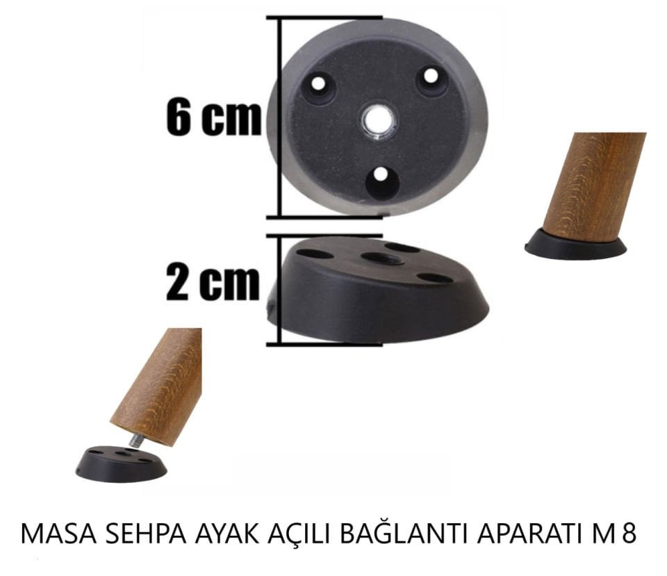 MASA SEHPA AYAK AÇILI BAĞLANTI APARATI M8 SİYAH TABAN
