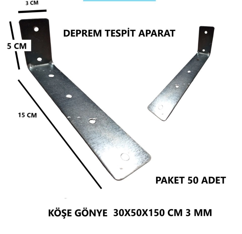 KÖŞE GÖNYE DEPREM BAĞLANTI APARAT 30X50X150 CM 3 MM