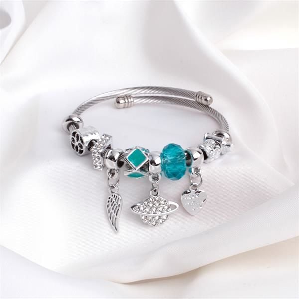 Turkuaz Charm Detaylı Pandora Bileklik