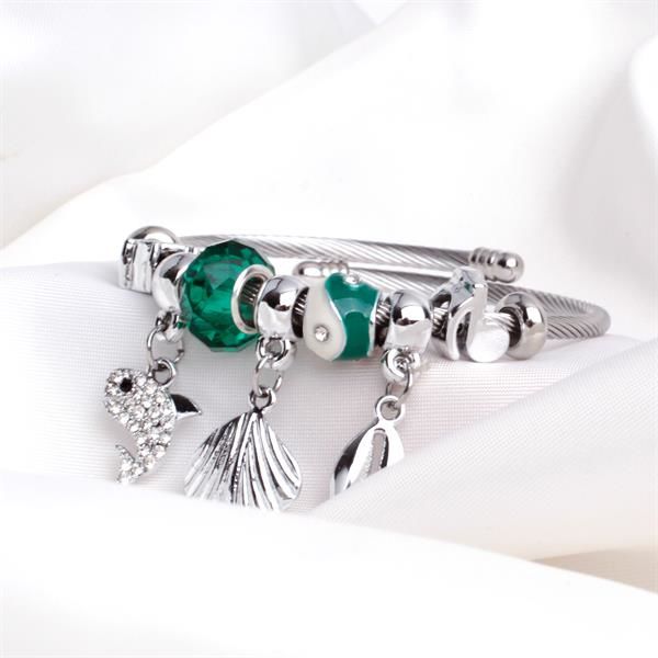Yeşil Charm Detaylı Pandora Bileklik