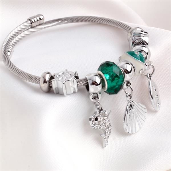 Yeşil Charm Detaylı Pandora Bileklik