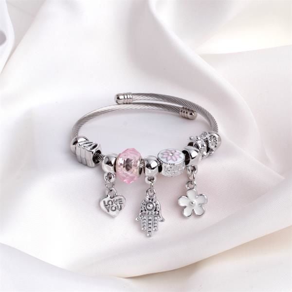 Pembe Charm Detaylı Pandora Bileklik