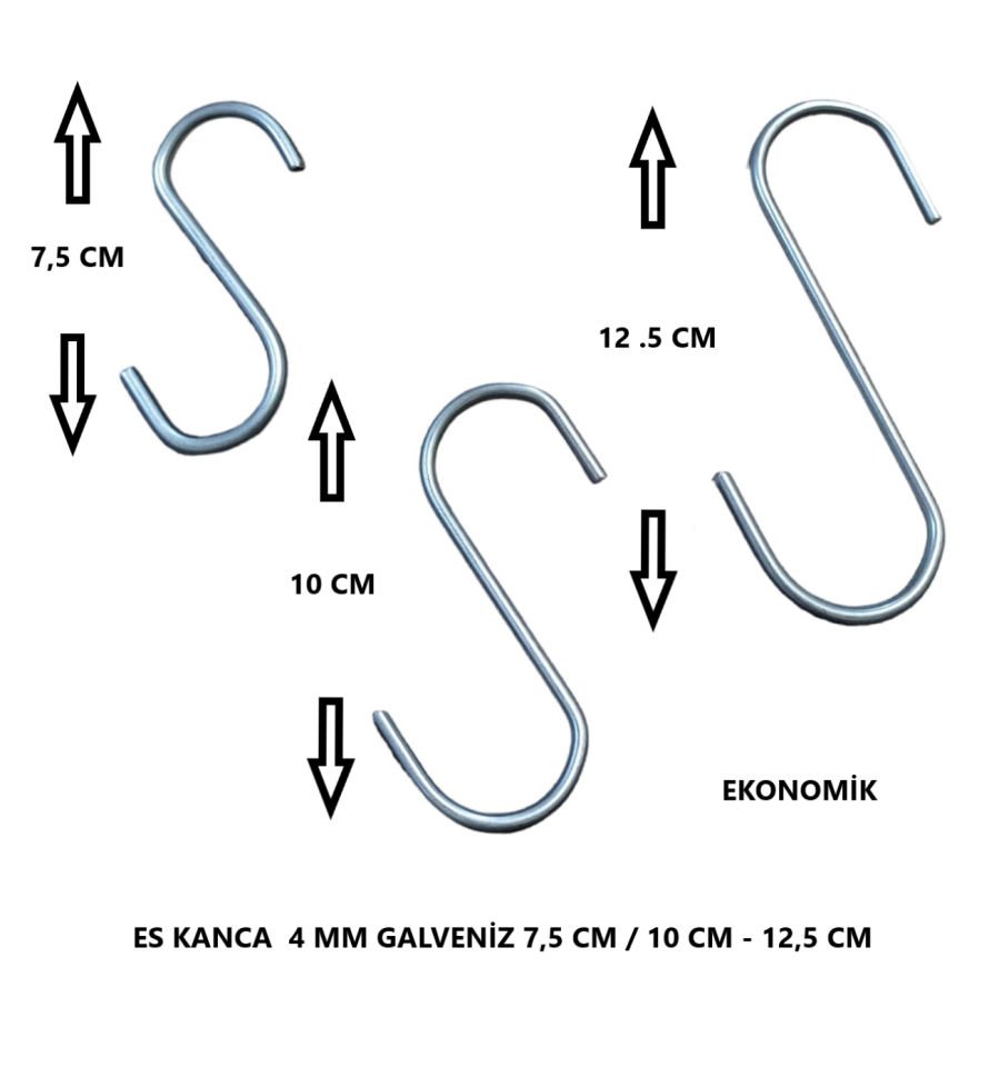 S KANCA 12,5 CM KAPLAMALI 12,5 CMX3,5CM 4 MM EKONOMİK