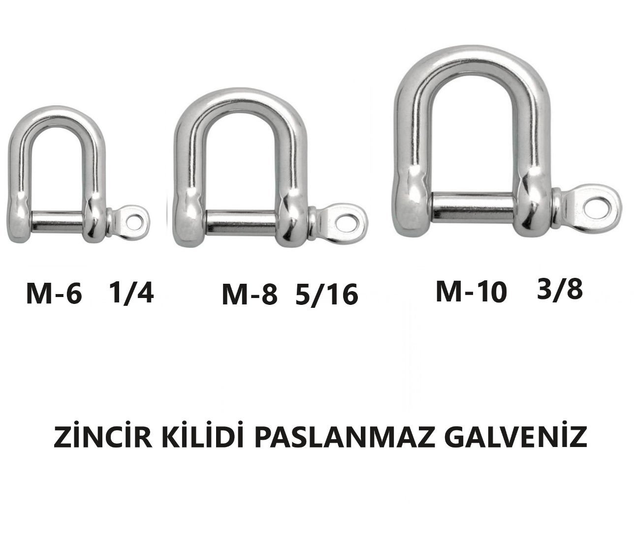 ZİNCİR KİLİDİ ​​PASLANMAZ GALVENİZ ÖLÇÜ M-10 3/8