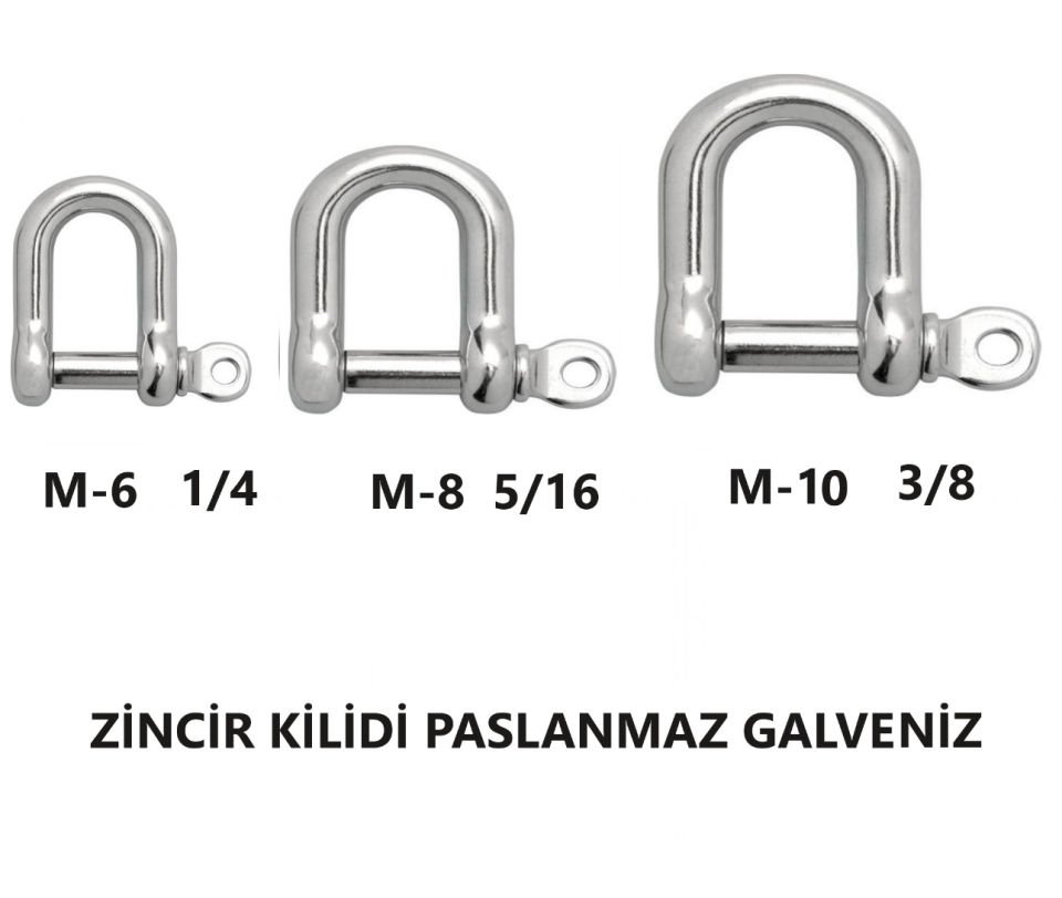 ZİNCİR KİLİDİ ​​PASLANMAZ GALVENİZ ÖLÇÜ M-10 3/8