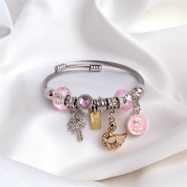 Pembe Sallantılı Charm Detaylı Pandora Bileklik