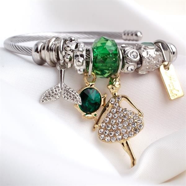 Yeşil ve Gold Charm Detaylı Pandora
