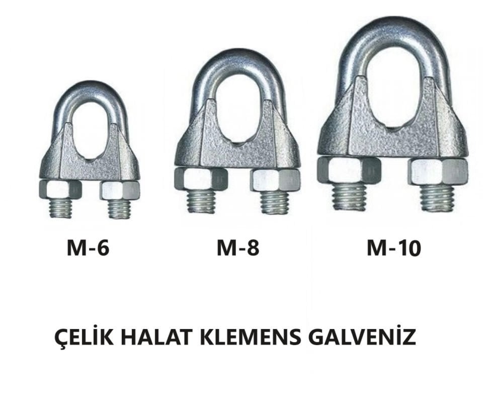 ÇELİK HALAT KLEMENS GALVENİZ ÖLÇÜ M-6