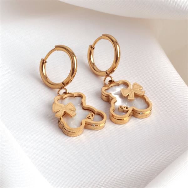 Ayıcık Detaylı Gold Küpe