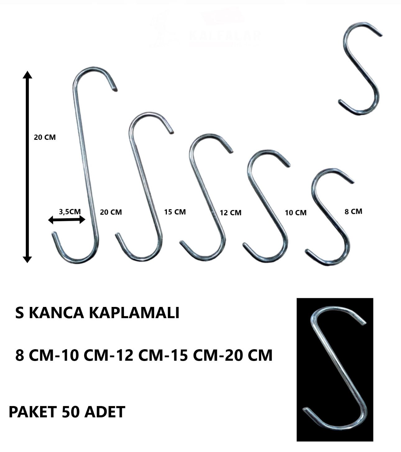 S KANCA 15 CM KAPLAMALI 15 CMX3,5CM 5 MM