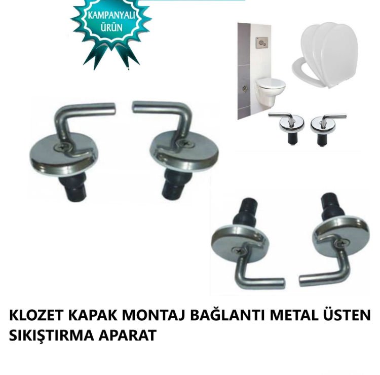 KLOZET KAPAK METAL MONTAJ VİDASI ÜSTEN SIKIŞTIRMA PASLANMAZ