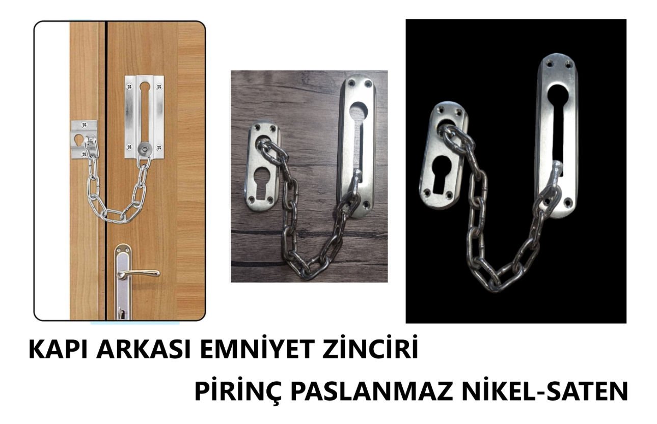 KAPI EMNİYET ZİNCİRİ PİRİNÇ PASLANMAZ NİKEL-SATEN